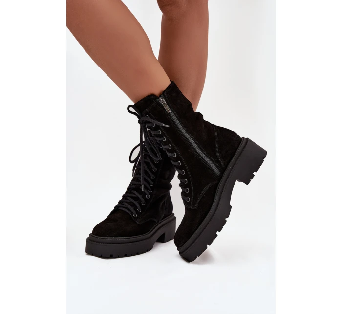 Dámské zateplené workery z pravého semiše Zazoo - černé Dámské zateplené workery z pravého semiše Zazoo - černé