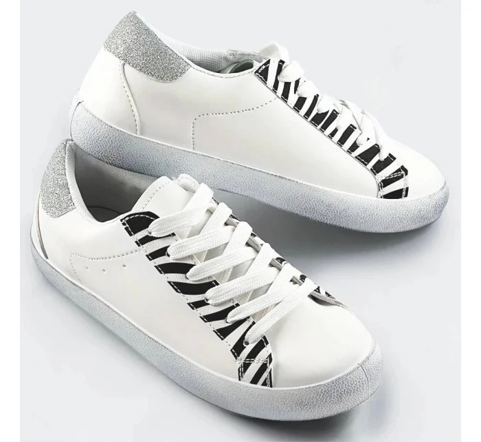 Bílo-černé dámské trampky se zvířecím motivem - zebra (6343) Bílo-černé dámské trampky se zvířecím motivem - zebra (6343)