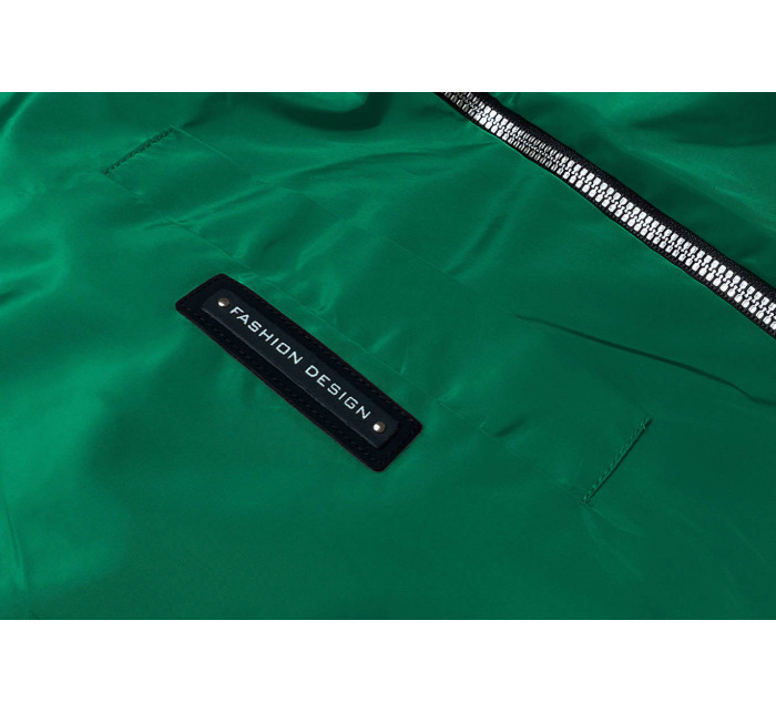 Tenká zelená dámská bunda s ozdobnou lemovkou (B8145-10)