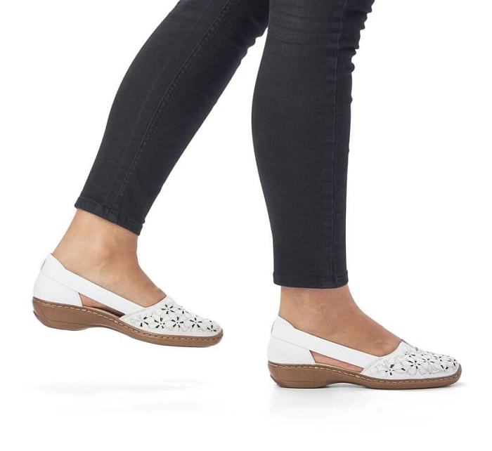 Rieker W RKR442B bílá ažurová kožená polobotka