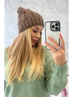 Fleecová čepice mocca model 18750133 - K-Fashion Fleecová čepice mocca model 18750133 - K-Fashion