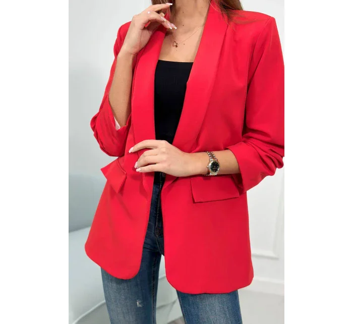 Sako s klopami elegantní červené Sako s klopami elegantní červené