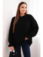 Dámský svetr s příměsí mohéru a vlny volného střihu černý