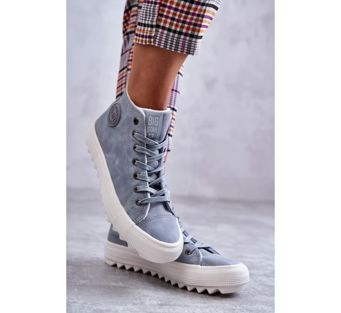 Dámské Kožené Teplé Tenisky Big Star EE274115 Světle Modré Dámské Kožené Teplé Tenisky Big Star EE274115 Světle Modré