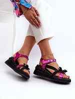 Dámské sandály s mašlí D&A CR956 fuchsie