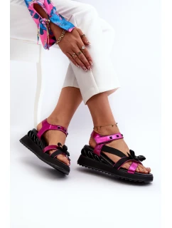 Dámské sandály s mašlí D&A CR956 fuchsie