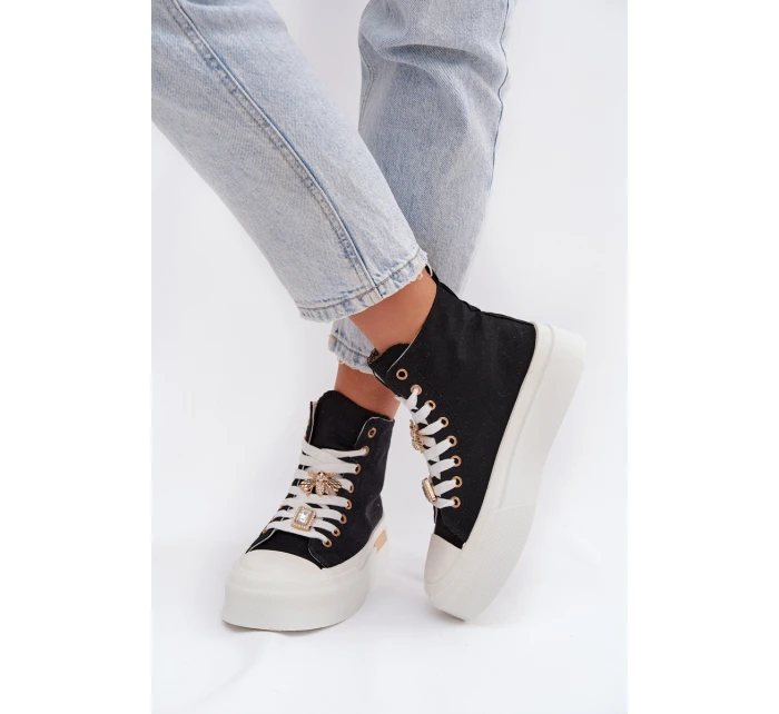 Dámské tenisky na platformě s přezkami černé model 21919391 - Boto Dámské tenisky na platformě s přezkami černé model 21919391 - Boto