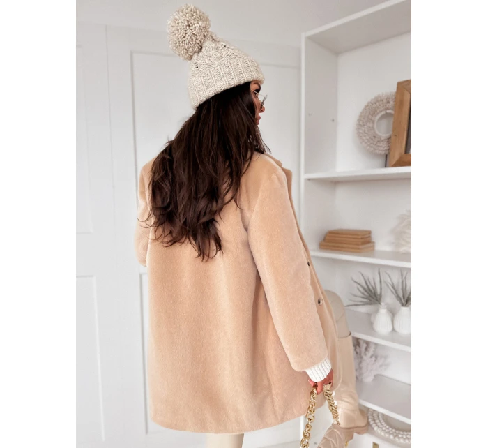 Dámský alpakový kabát SERENITY light beige FashionStreet TY3886