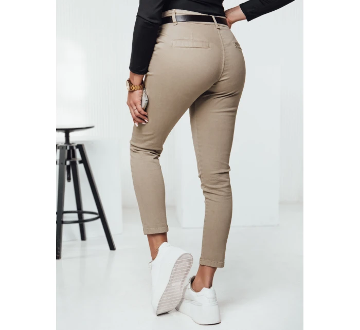 TRENDIOSS dámské kalhoty s páskem béžové FashionStreet UY2264