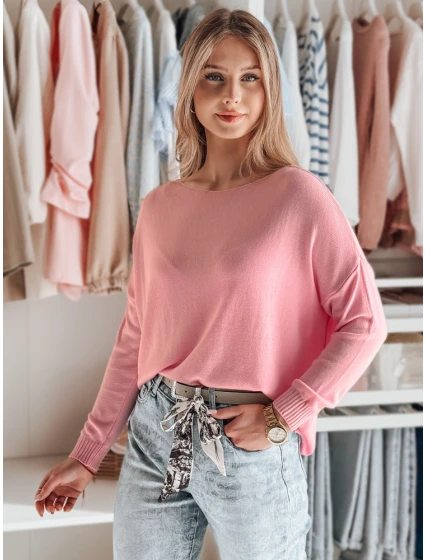 Dámský oversize hladký svetr SENZIA pink FashionStreet MY2447
