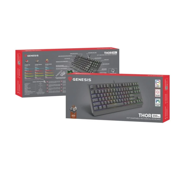 model 21491422 230 TKL Herní klávesnice USB QWERTY US English Black - Genesis