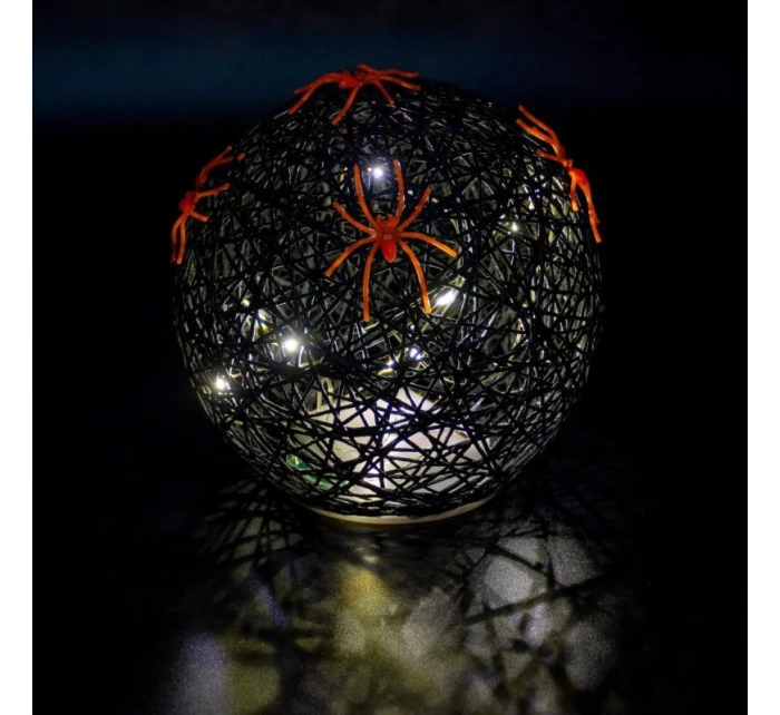 DEKORATIVNÍ KOULE VEDLA PAVOUK LAMPA 15CM HALLOWEEN ČERNÁ