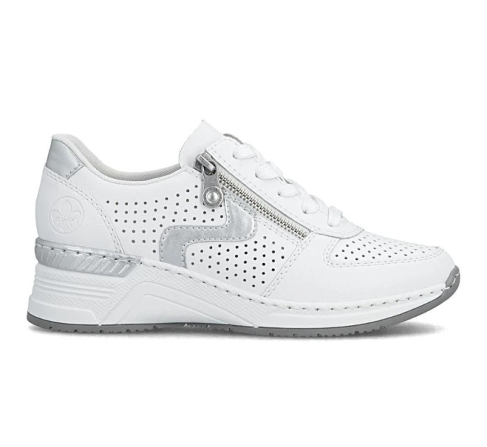 Dámské bílé kožené tenisky na platformě Rieker N4340-80