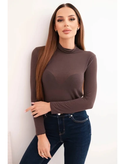 Dámská model 21777027 halenka s rolákem a dlouhým rukávem hnědá - K-Fashion Dámská model 21777027 halenka s rolákem a dlouhým rukávem hnědá - K-Fashion