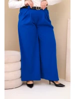 Dámské kalhoty Plus Size viskózové s širokými nohavicemi a páskem model 21886619 - K-Fashion