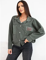 Dámská manšestrová bunda s kapsami a model 22347736 khaki - K-Fashion