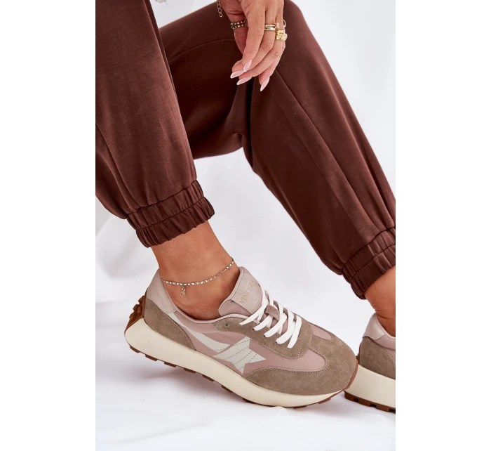 Dámské Sportovní Boty Z Semiše Na Platformě Vinceza 66720 Béžové