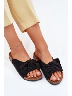 Dámské Pantofle Na Korkové Podešvi S Mašlí Černé model 21701497 - Boto Dámské Pantofle Na Korkové Podešvi S Mašlí Černé model 21701497 - Boto