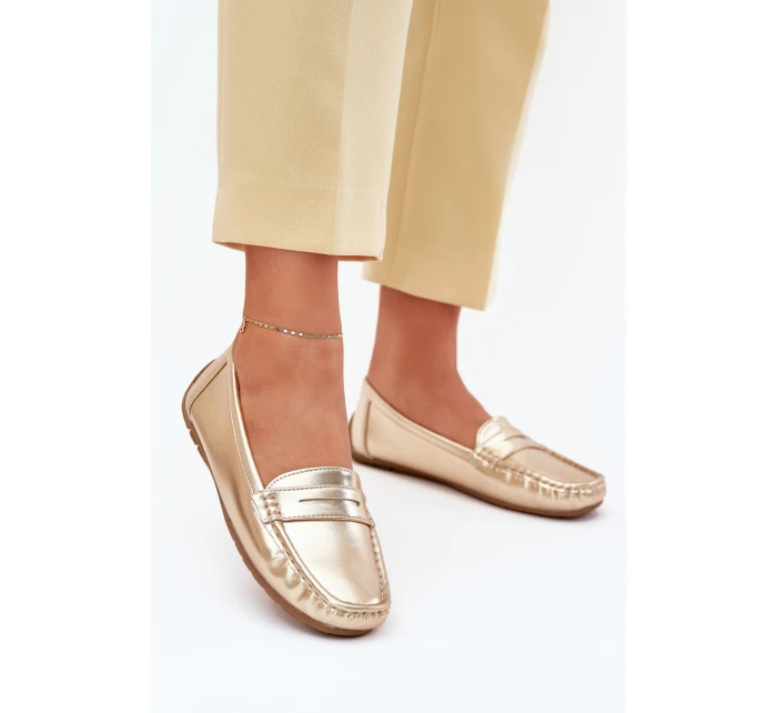Dámské Eko Kožené Mokasíny Zlaté model 21701539 - Boto Dámské Eko Kožené Mokasíny Zlaté model 21701539 - Boto