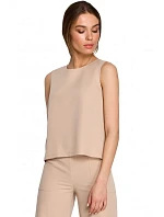 S257 Halenka bez rukávů - béžová