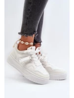 Dámské tenisky na platformě vyrobené z eko kůže, bílá moun Dámské tenisky na platformě vyrobené z eko kůže, bílá moun