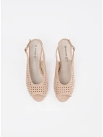 Luxusní Jasnobeżowy dámské sandály na širokém podpatku Luxusní Jasnobeżowy dámské sandály na širokém podpatku