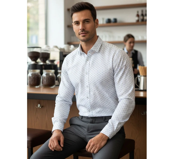 Pánská bílá košile FashionStreet DX2438 Pánská bílá košile FashionStreet DX2438