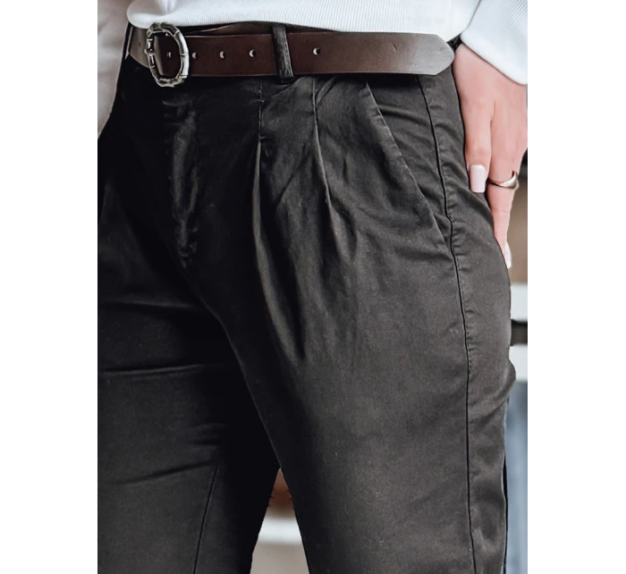 Dámské kalhoty chinos s páskem MODELA černá FashionStreet UY2568