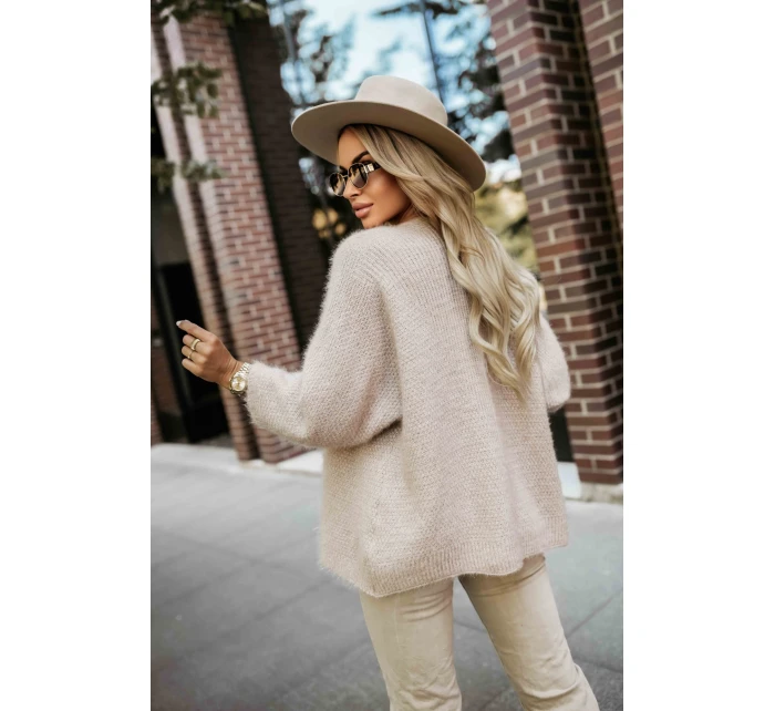 pletený svetr z měkkého úpletu béžový model 21335544 - numoco basic