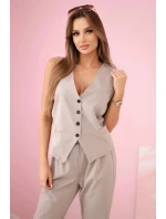 Set vesta + kalhoty tmavě béžová