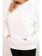 Dámská mikina s kapucí a klokaní kapsou Plus Size bavlněná bílá