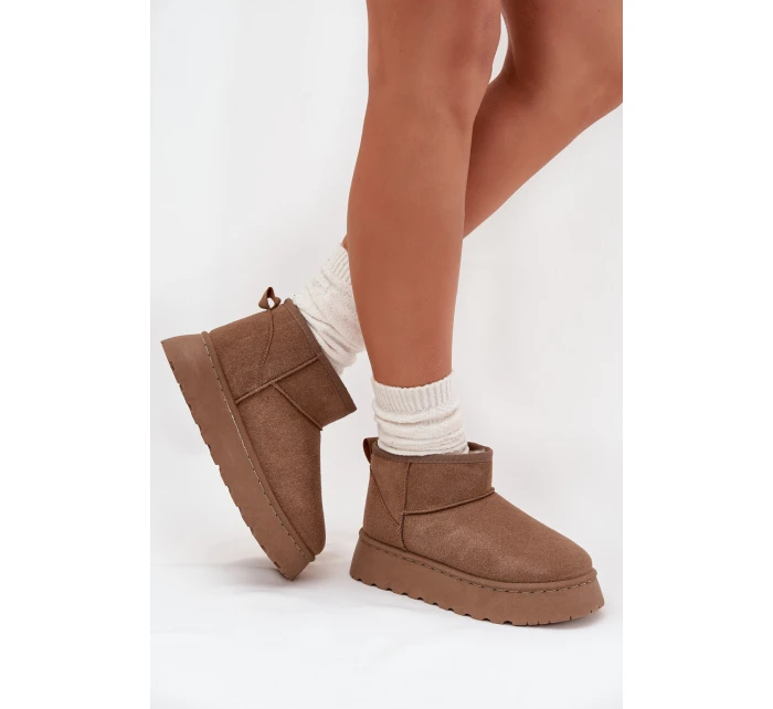 Dámské Sněhule Na Platformě Zateplené Kožíškem Khaki Vesirae Dámské Sněhule Na Platformě Zateplené Kožíškem Khaki Vesirae