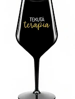 TEKUTÁ TERAPIA - čierny nerozbitný pohár na víno 470 ml