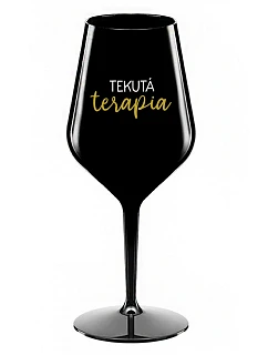 TEKUTÁ TERAPIA - čierny nerozbitný pohár na víno 470 ml