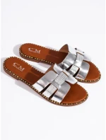 Designové nazouváky stříbrné dámské bez podpatku Designové nazouváky stříbrné dámské bez podpatku