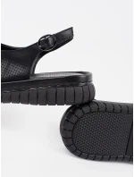 Krásné černé sandály dámské bez podpatku Krásné černé sandály dámské bez podpatku