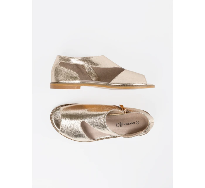 Designové dámské zlaté  sandály bez podpatku