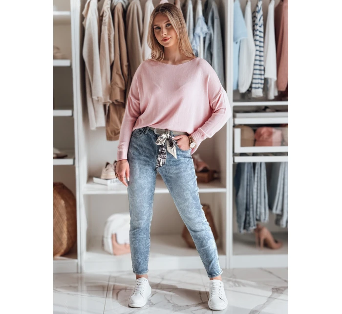 Dámské džínové kalhoty slim fit s páskem FLORETTA modrá FashionStreet UY2490