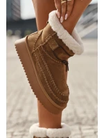 Semišové dámské zimní boty s ozdobnými prošitími Big Star SS274373 Camel Semišové dámské zimní boty s ozdobnými prošitími Big Star SS274373 Camel