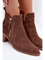 Dámské perforované kotníkové boty Vinceza 58621 Hnědé Dámské perforované kotníkové boty Vinceza 58621 Hnědé
