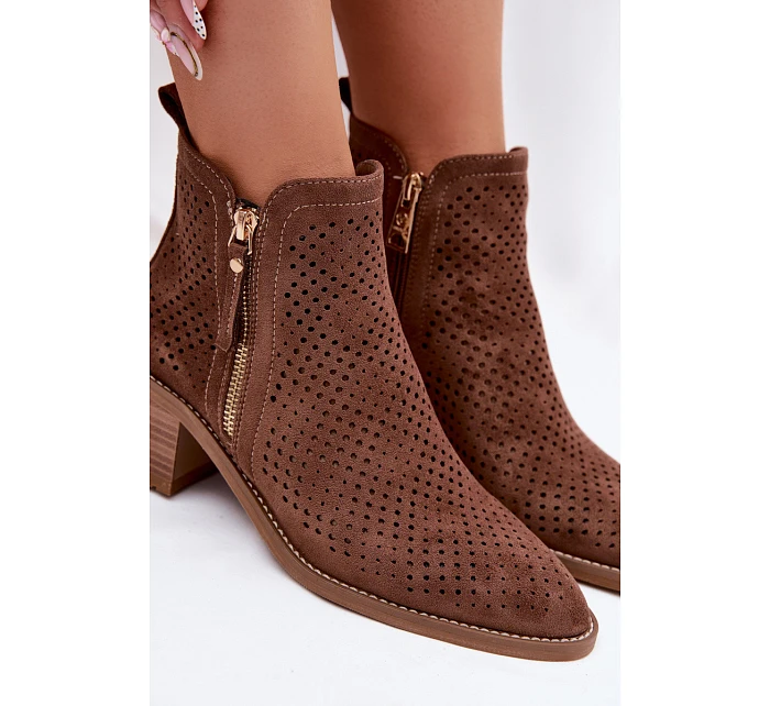 Dámské perforované kotníkové boty Vinceza 58621 Hnědé Dámské perforované kotníkové boty Vinceza 58621 Hnědé