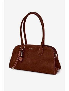 Kabelka s přívěskem a sponkami Eko semiš Camel Violette