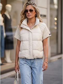 Krótka kamizelka damska pikowana ecru model 22341151 - FashionStreet