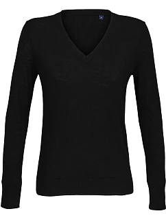 Women Dámský svetr s výstřihem do V deep black model 22500686 - NEOBLU