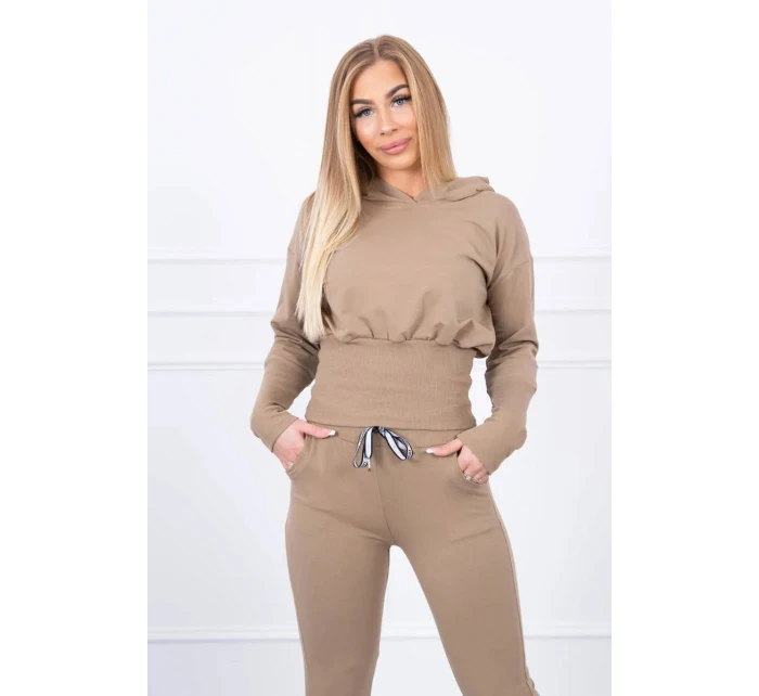 Komplet z szerokimi ściągaczami camelowy