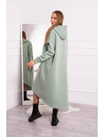 Zateplené šaty s kapucí tmavě mátové