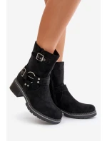 Dámské Botky Na Nízkém Podpatku S Přezkami Černé Zudra Dámské Botky Na Nízkém Podpatku S Přezkami Černé Zudra