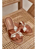 Pantofle S Dekorací Přírodní Kůže Zazoo 3574/Z Camel Pantofle S Dekorací Přírodní Kůže Zazoo 3574/Z Camel