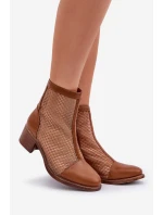 Síťované Dámské Boty Na Podpatku Hnědé Lithyia Síťované Dámské Boty Na Podpatku Hnědé Lithyia