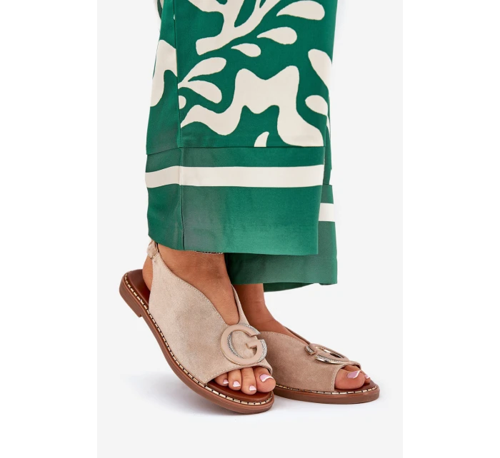 Ploché sandály s ozdobou béžové model 21685714 - Boto Ploché sandály s ozdobou béžové model 21685714 - Boto